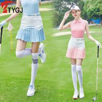 TTYGJ Golf Clothing Short Skirt Women Pleated Slim Skirt Suit Lady Summer Sleeveless T-shirt Tennis Dry Sports Wear Apparel 2023