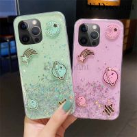 เคสสำหรับ Apple iPhone 15 Pro Max 15 Plus โทรศัพท์ใหม่ ฝาปิดซิลิโคนใสพื้นที่ประกายดาวดาวเคราะห์ดวงจันทร์สาวป้องกันการตกสำหรับ iPhone 15 Plus 15 Pro Max เคส