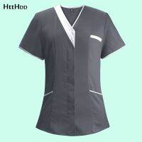 Wholesale nursing Uniform Scrub Top Short Sleeve Doctor T Shirt High Quality Solid Color Medical Workwear VNeck Dentist Blouse