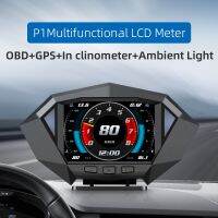 เครื่องวัดความเร็วดิจิทัล P1 Head Up Display OBD2 GPS HUD สําหรับรถยนต์