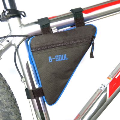 1ชิ้นจักรยานสามเหลี่ยม-กระเป๋าด้านหน้ากระเป๋ามีกรอบไฟฉายจักรยานขี่จักรยานที่วางกระเป๋าอานม้ากลางแจ้ง