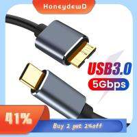 HONEYDEWD USB 3.1 SSD HDD สายไฟ USB 3.1 Type-C ถึงไมโคร B ความเร็วที่รวดเร็ว5Gbps สาย USB C ถึงไมโคร B 3.0 ซิงค์ข้อมูล