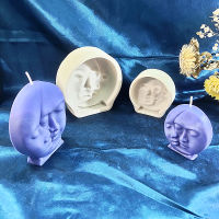 New Arrival Sun and Moon Lover Face Silicone Candle Mold Handmade Clay Resin Mould Home Decor