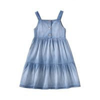 Girls Denim Dress 2023 Summer Kids Suspender Dress Fashion Children Beach Clothing Holiday, #7277