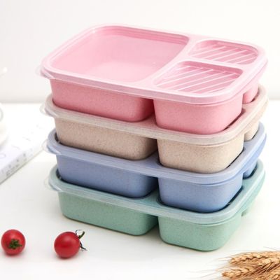 Microwave Bento Lunch Box Healthy Wheat Straw Box Picnic Food Fruit Container Storage Box Kids School Adult Office LunchBox