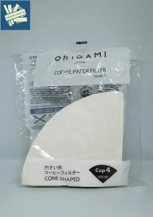 Origami Coffee Filter 4 Cups Authentic 100 sheets fits Medium size
