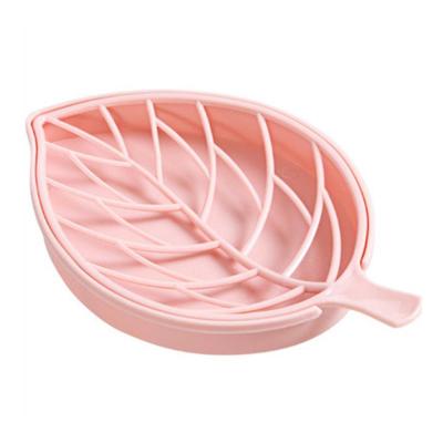 Leaf Shape Plastic Soap Dish Non-slip Soap Holder Toilet Bathroom Soap Tray Storage Shelf Drain Rack Shower Gadgets Wholesale