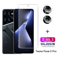 2in1สำหรับ Tecno Pova 5ฟิล์มแก้วแบบโปรภาพยนตร์ Tecno Pova 5 9H ปกป้องหน้าจอภาพยนตร์ + ปกป้องหน้าจอป้องกันหน้าจอเลนส์