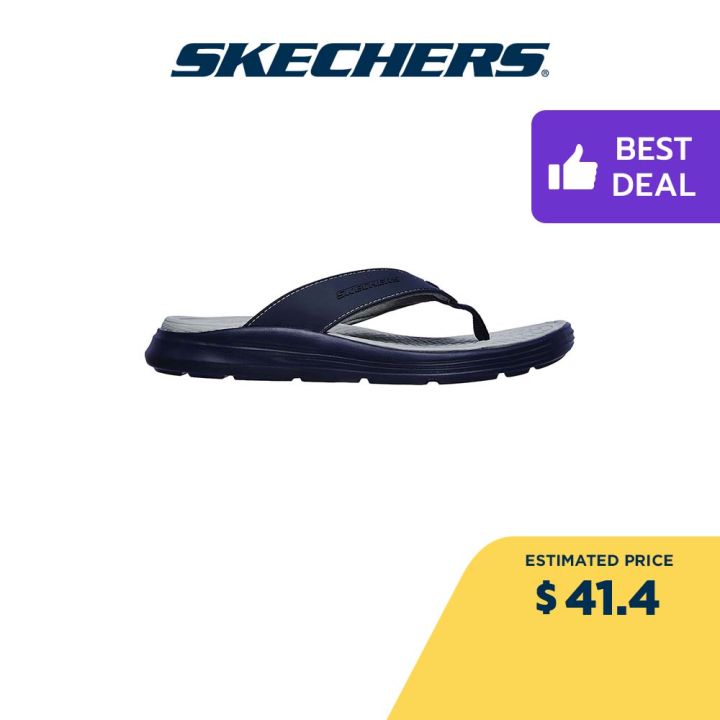 Skechers Online Men SKECHERS USA Street Wear Sargo Sunview Sandals - 210069-NVGY Foam Relaxed 360 | Singapore