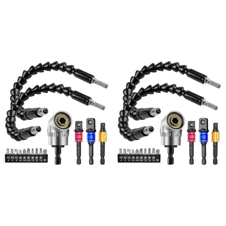 2set Flexible Drill Extension Hex Shank Drill Nut Driver Bit Set, 6Pcs