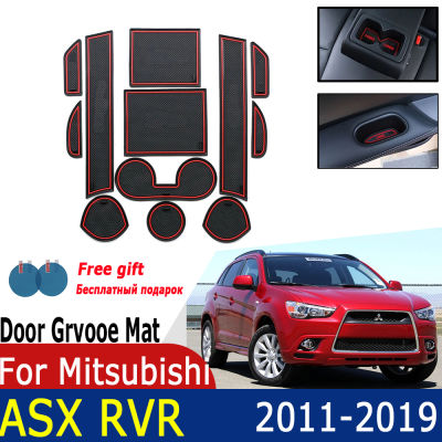 2021Rubber Anti-slip Mat Door Groove For Mitsubishi ASX RVR 2019~2011Cup Pad Gate Slot Coaster Car Accessories 2016 2015 2014 2013