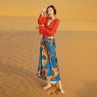 New exotic vacation Bohemia in the printing of tall waist long skirts