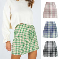 New Womens Skirts Short Spring &amp; Autumn 2021 American Woolen High Waist Mini Plaid Skirt For Young Women Cotton BSQ181