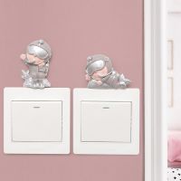 4 Pcs Lot Cartoon 3D Diver Switch Sticker Cute Resin Wall Decor Wall Stickers For Kids Rooms Home Switch Decoration Accessories Wall Stickers Decals