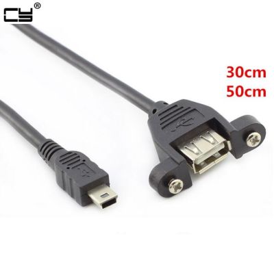 Mini-USB 5pin Mini USB 2.0 Male to USB 2.0 B Type Female Connector Cable 30cm 50cm With Panel Mount Hole USB MINI USB Cable 0.3m