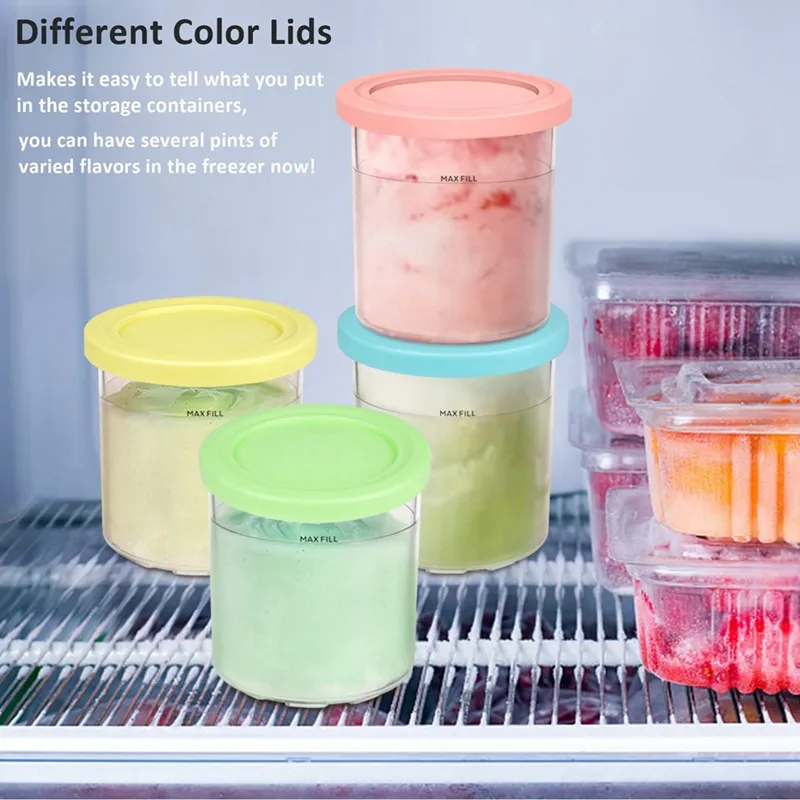 Ice Cream Pints Containers, Replacement For Ninja Creami Pints And Lids,  Compatible With Nc300, Nc301,cn305a, Nc299am Series