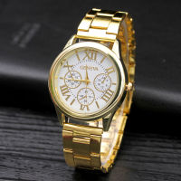 3 Eyes Gold Geneva Casual Quartz Watch Women Stainless Steel Dress Watches Relogio Feminino Ladies Clock Hot Sale