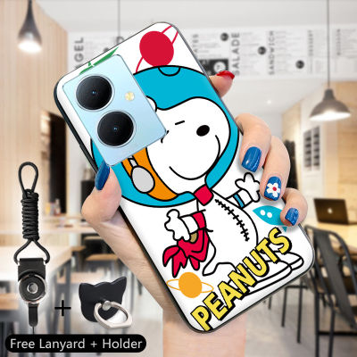 เคส GGK สำหรับ Vivo V29 5G Y78 5G Y78 + 5G สายคล้องแหวนใส่นิ้วการ์ตูนน่ารัก Snoopy Dog ปลอกนิ่มกันกระแทกเคสครอบโทรศัพท์ TPU