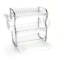 3 Layer Dish Drainer Kitchen Cutlery Cup Plates Dish Rack Sink Rack Drip Tray Storage Shelf Stainless Storage Organizer Holder