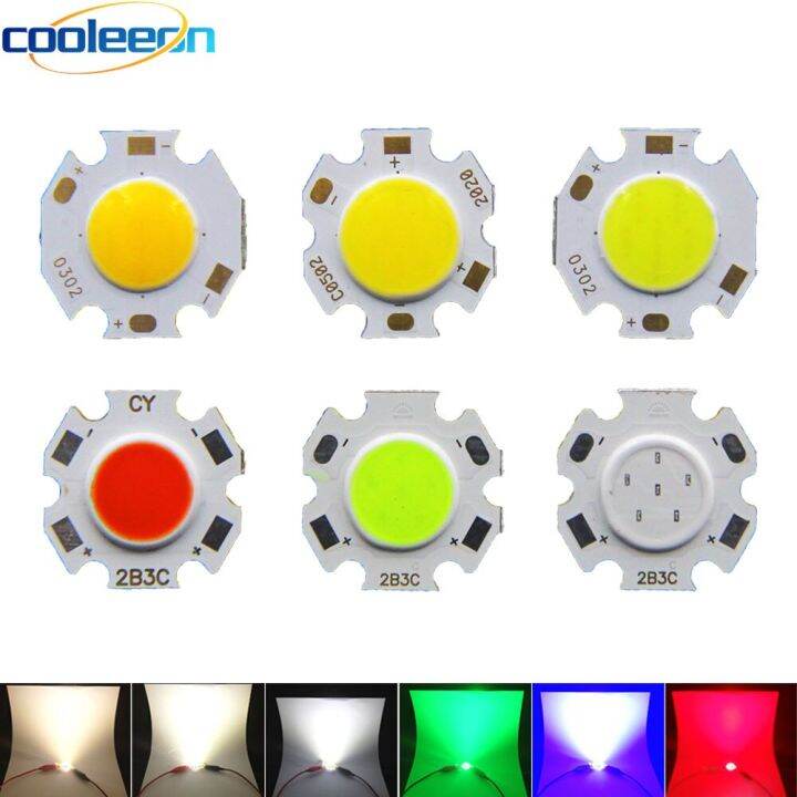 worth-buy-5pcs-20มม-กลม-cob-โคมไฟ-led-3w-5w-7w-ไฟ-led-แหล่งสีขาวน้ำเงินแดงเขียวสี-chip-on-board-สำหรับ-diy-บ้านไฟ