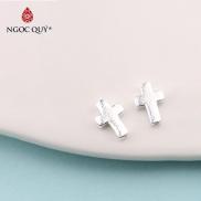 HCMCharm bạc trắng hình thánh giá xỏ ngang - Ngọc Qúy Gemstones