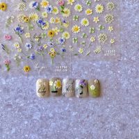 Small Wildflower Sunflower Daisy Nail Art Decal Adhesive Stickers High Quality Embossing Manicure Decoration T-1815