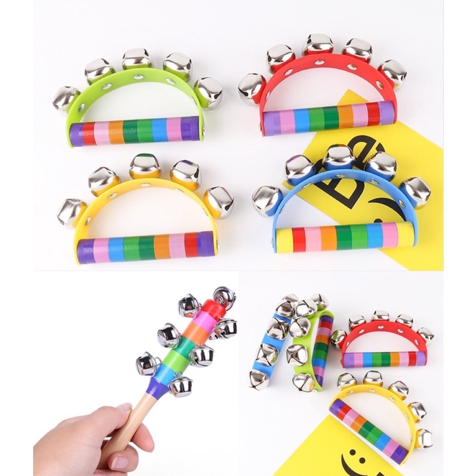 New Hot Baby Rattle Rainbow Toy kid Pram Crib Handle Wooden Activity Bell Stick 