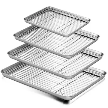 Baking Pan With Rack Stainless Steel Baking Pan Tray Cookie Plate With  Cooling Rack Drain Oil Rack-i-i