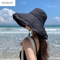 Docktord หมวกแบบลำลองสำหรับเดินทางกลางแจ้งป้องกันรังสียูวีสีทึบชายหาดหมวกชาวประมงหมวกทรงบักเก็ตหมวกกันแดดผู้หญิง