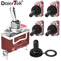 DaierTek 5PCS ON OFF Toggle Switch 2 Position SPST Waterproof Toggle Switch 250V 30A 2 Pin Heavy Duty with Boot Cover for Auto