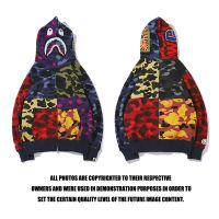 BAPE แฟชั่นผู้ชาย SHARK HEAD Muti-Camouflage Camo Multi-Layer เย็บ Hoodies เสื้อแจ็คเก็ตแจ็คเก็ตแจ็คเก็ตเสื้อ