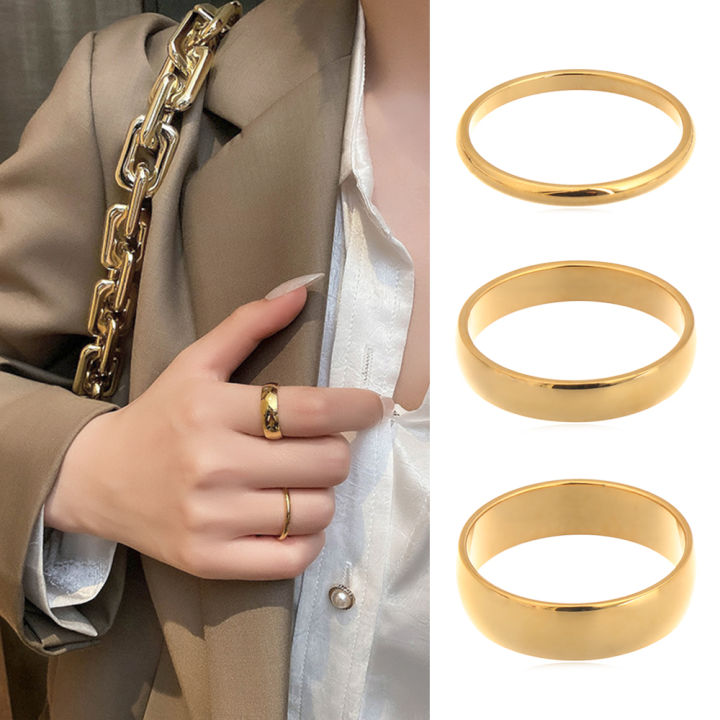 tjmeigui-แหวนวงกลมสีทองสำหรับเป็นของขวัญแฟชั่นแบบมินิมอลท์สุดเท่แหวนฮิปป๊อปสีทอง