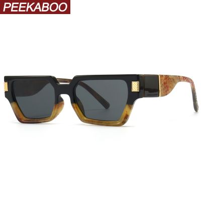Peekaboo fashion ladies sun glasses cat eye female uv400 blue leopard women square frame sunglasses for men 2022 male drop ship