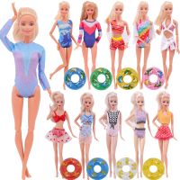 Barbies Doll Clothes Summer Bkni Swimsuit Swiming Ring One-Piece Suit Suitable For 11.8inch Doll Casual Clothing Free Shoe Gift