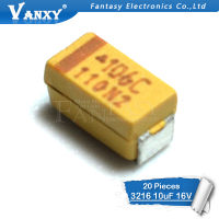 20ชิ้น A 3216 10ยูเอฟ10โวลต์106 106C SMD ตัวเก็บประจุแบตเตอรี่