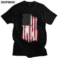 Stylish Mens Fishing Usa Flag T Shirts Cotton Tshirt Graphic American Fisherman Tee