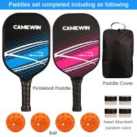 Pickleball Racket Set Carbon Fiber Composition PE Honeycomb Core (2 Pickleball Paddles + 4 Balls + 4 Sweat Absorbent + 1 Cover Bag)