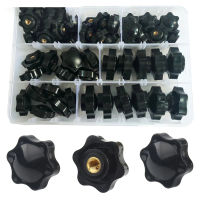 M4 M5 M6M8 Plum Hand Tighten Nuts Handle Thread Star Mechanical Knob Thumb Clamping Blind Though Black Manual Nut Assortment Kit