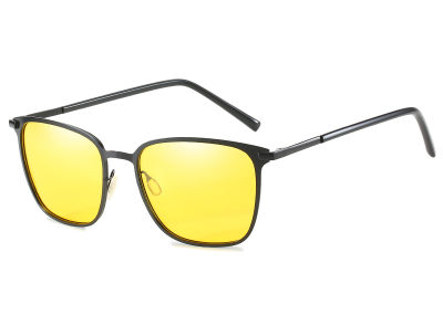 Retro Square Polarized Sunglasses Men Night Vision Glasses Metal Frame Mirror Shades UV400 Eyewear
