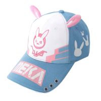 Anime game overwatch d.va Cosplay hat cartoon printing cute rabbit ear Baseball Cap Cotton adjustable duck tongue cap