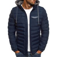 ✧♀ 2023 New Men 39;s Aston Martin Printing Fashion Winter Thicken Warm Cotton Hoodies Solid Color Comfortable Down Jacket Wild Coat