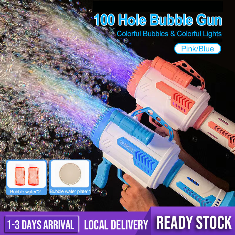 Big 100 Holes Bubble Machine Toy Electric Bubble Gun Blowing Children Outdoor Activities Main Budak Kanak