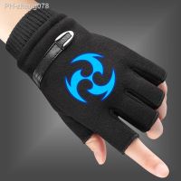 Electro Element Autumn Kids Gloves Men Woman Gloves Genshin Impact Fluorescent Luminous Fingerless Gloves Warm Knitted Gloves