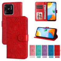 สำหรับ Xiaomi Redmi 12 12C 11A เรดมี่10A 10C 10 /Redmi A2 A1 Plus Redmi 9T 9A 9C Totem กลีบดอกไม้เคสโทรศัพท์แม่เหล็กกระเป๋าสตางค์หนัง2ช่องเสียบบัตรปลอกเคสแบบพับปิดได้