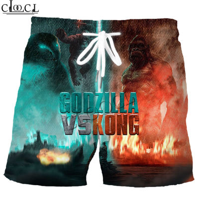 กางเกงขาสั้นเอวยางยืดพิมพ์ลาย Godzilla Vs Kong 3 D สําหรับผู้ชาย