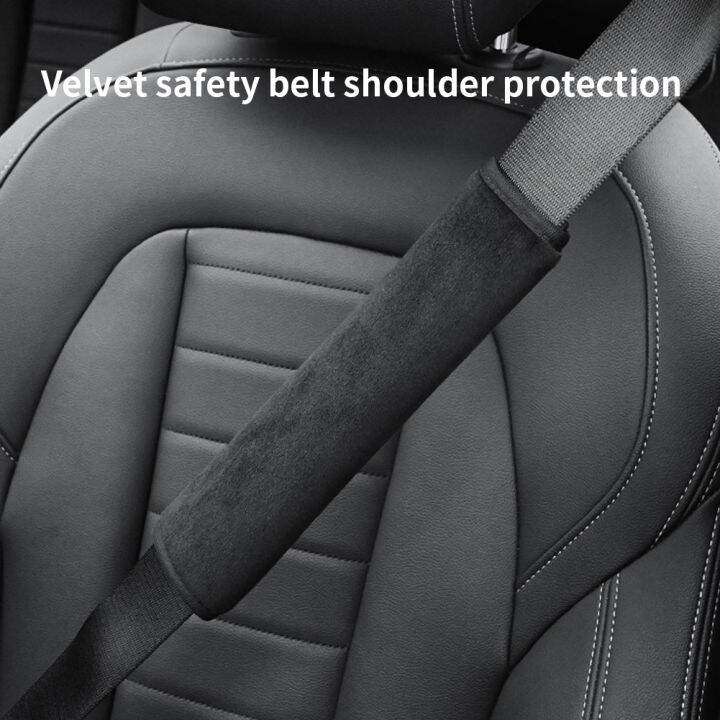 2pcs-comfortable-for-adults-washable-multi-purpose-accessories-suv-truck-camera-bag-removable-breathable-soft-plush-safety-shoulder-protection-black-car-seat-belt-pad