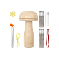 Wooden Darning Mushroom Needle Thread Kit Embroidery Accessories Wood+Metal for DIY Hand Sewing Darning Socks Clothes