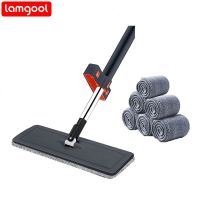 ▣◎ Lamgool Floor Flat Mop Hand Free Wash Microfiber Squeeze Mop for Kitchen Bathroom Lazy Floor Cleaner for Household Cleaning Tool