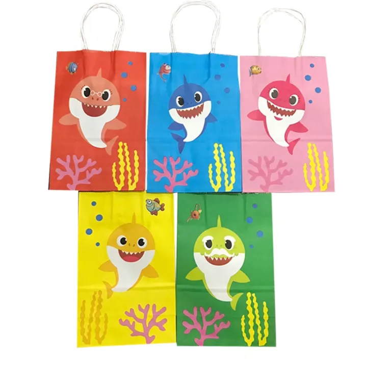 12pcs baby shark paper bag / baby shark gift bags / baby shark ...