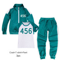 Squid Game Set For Teen Boy Girl Clothes 2022 Spring Fall Children Coat+T Shirt Tee+Pant 3PC Outfit Kid Tracksuit 067 456